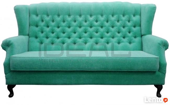 Stylowa sofa Chesterfield Uszak w tkaninie
