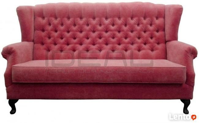 Stylowa sofa Chesterfield Uszak w tkaninie