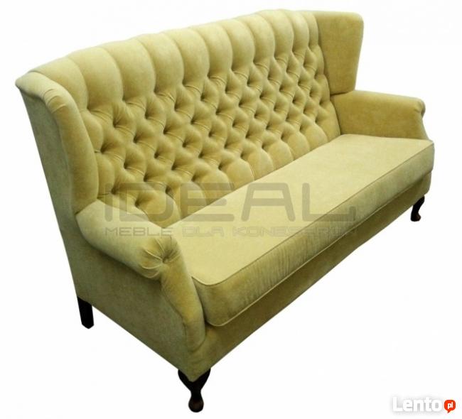 Stylowa sofa Chesterfield Uszak w tkaninie