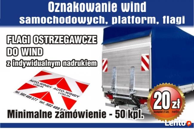 Flagi ostrzegawcze do wind samochodowych, platform