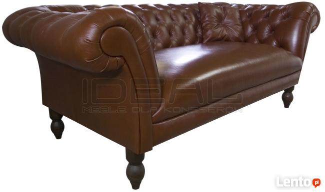 Pikowana Sofa Chesterfield Diva Rem skóra