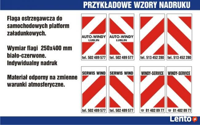 Flagi ostrzegawcze do wind samochodowych, platform