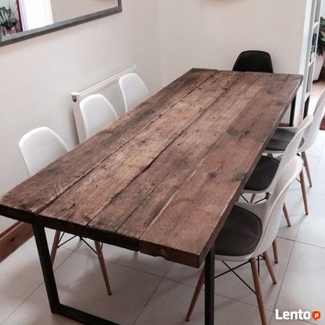 stół drewno stal loft