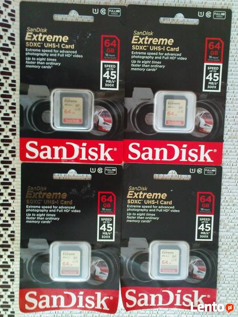 Sprzedam karty Sandisk EXSTRIME 64 GB