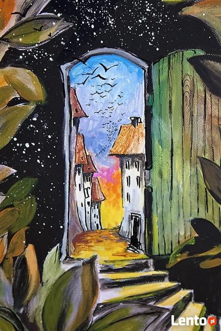 Akryl na płótnie, obraz "KOT JESIENNY" artystki A.Laube