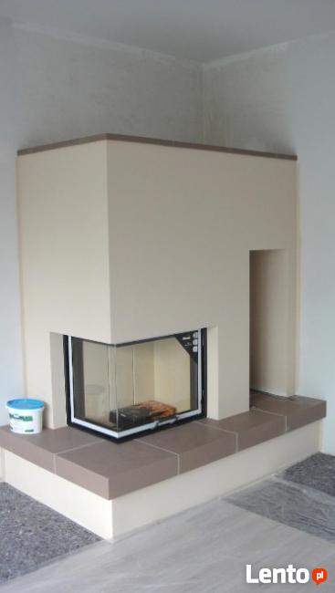 kominek nowoczesny narożny warszawa zabudowa kominka łowicz