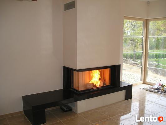 kominek nowoczesny narożny warszawa zabudowa kominka łowicz
