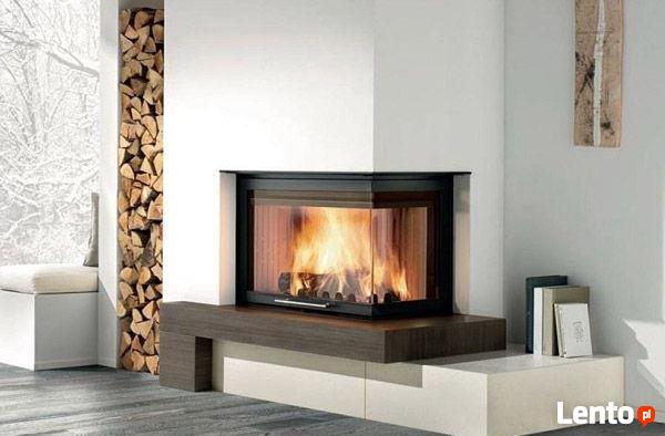 kominek nowoczesny narożny warszawa zabudowa kominka łowicz
