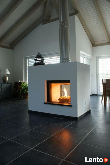 kominek nowoczesny narożny warszawa zabudowa kominka łowicz