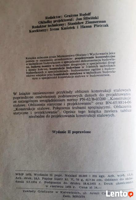 Stare wydanie , Przykłady obliczeń konstrukcji stalowych