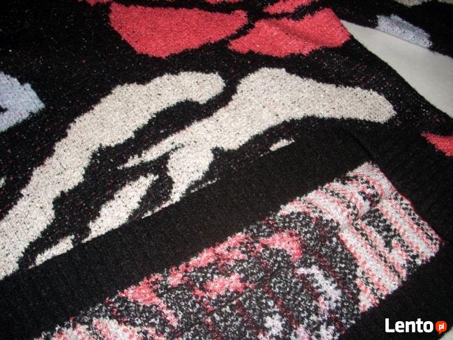 H&M sweter ŻAKARD Gruby Róże NOWY M L XL