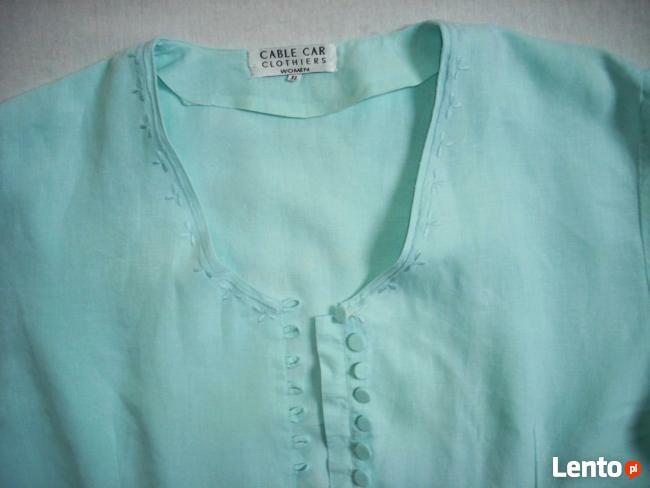 Lniany Żakiecik letni Bluzka HAFT XL 44 Pastelowy