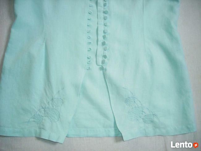 Lniany Żakiecik letni Bluzka HAFT XL 44 Pastelowy