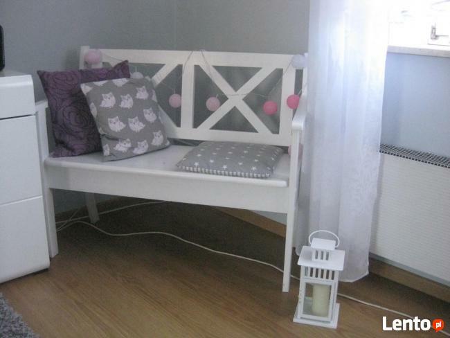 Ławka prowansalska biała schowek podłokietniki drewniana