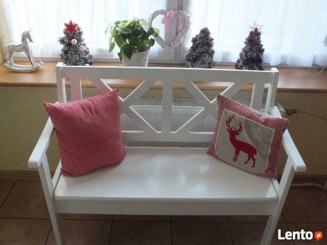 Ławka prowansalska biała schowek podłokietniki drewniana
