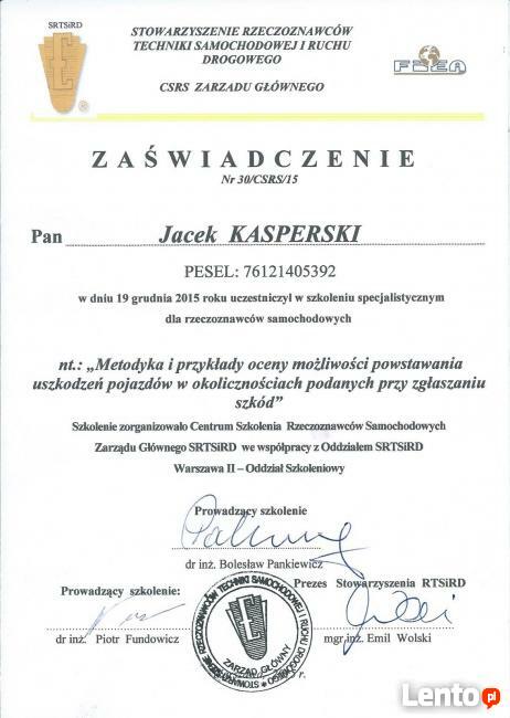 Certyfikowany Rzeczoznawca Samochodowy Głogów Lubin Legnica