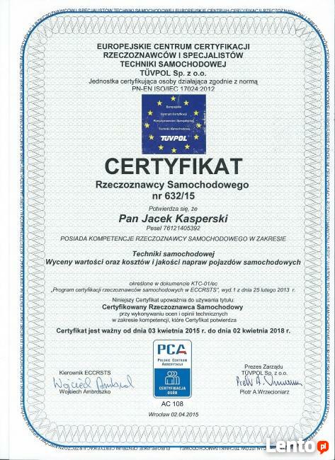 Certyfikowany Rzeczoznawca Samochodowy Legnica Głogów Lubin