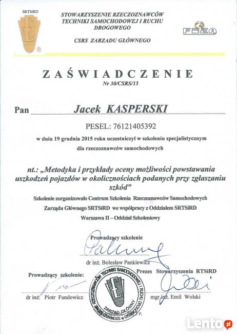 Certyfikowany Rzeczoznawca Samochodowy Legnica Głogów Lubin