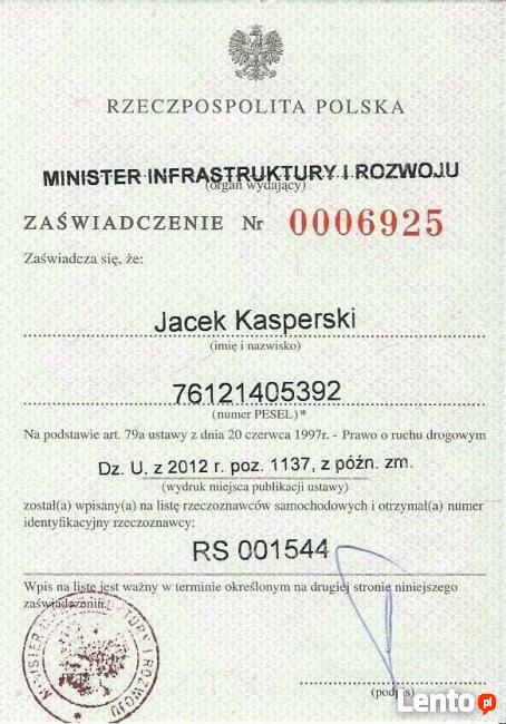 Certyfikowany Rzeczoznawca Samochodowy Głogów Lubin Legnica