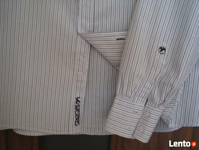 Koszula z długim rękawem biała w grafitowe paseczki Oxide XL