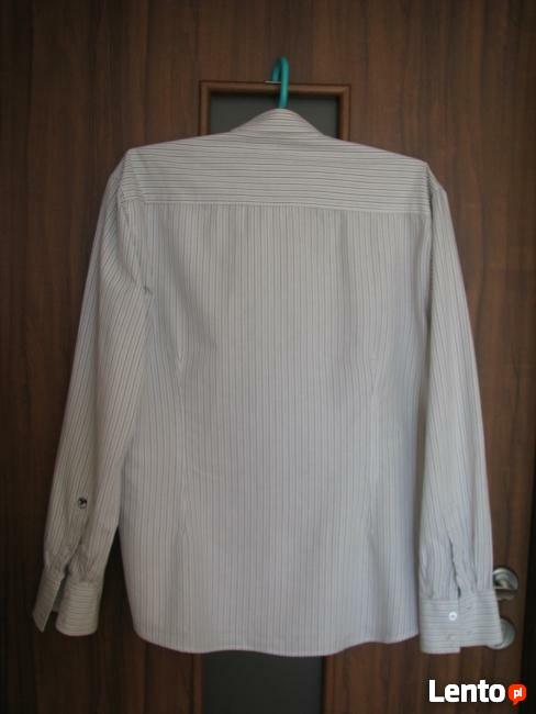 Koszula z długim rękawem biała w grafitowe paseczki Oxide XL