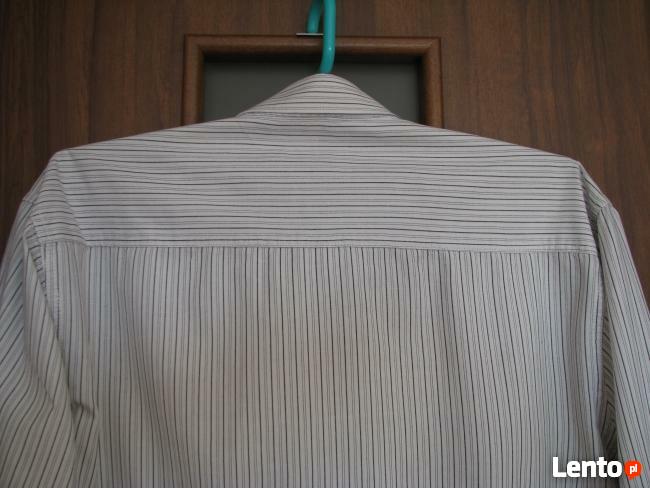 Koszula z długim rękawem biała w grafitowe paseczki Oxide XL