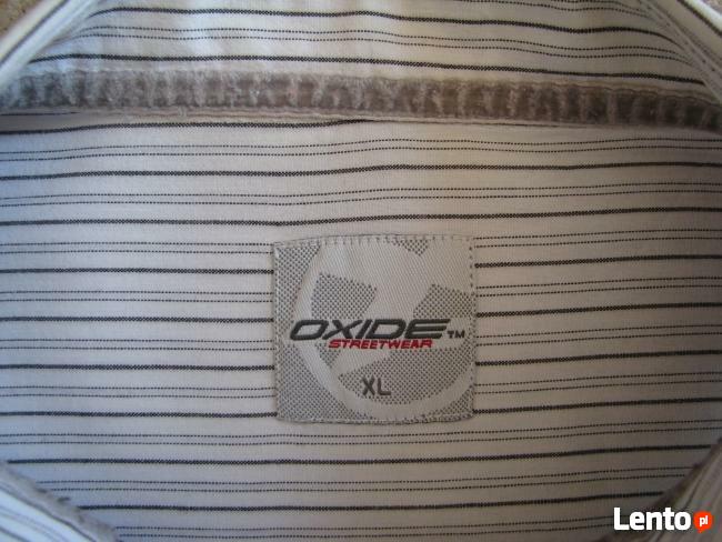 Koszula z długim rękawem biała w grafitowe paseczki Oxide XL