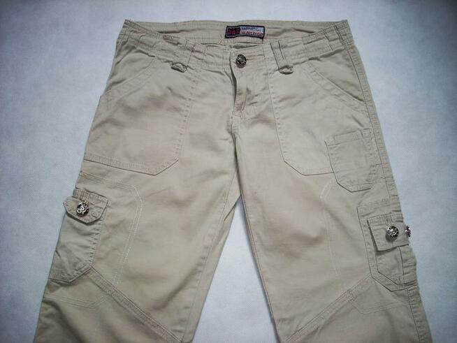 B&K spodnie 4/5 Bojówki Haft J NOWE 34 36