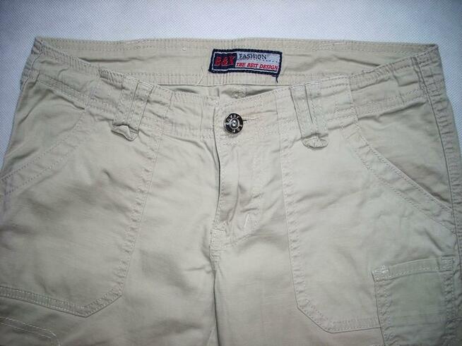 B&K spodnie 4/5 Bojówki Haft J NOWE 34 36