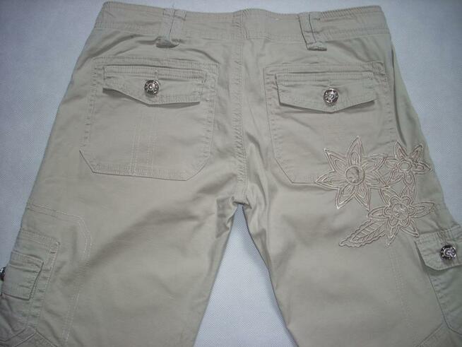 B&K spodnie 4/5 Bojówki Haft J NOWE 34 36