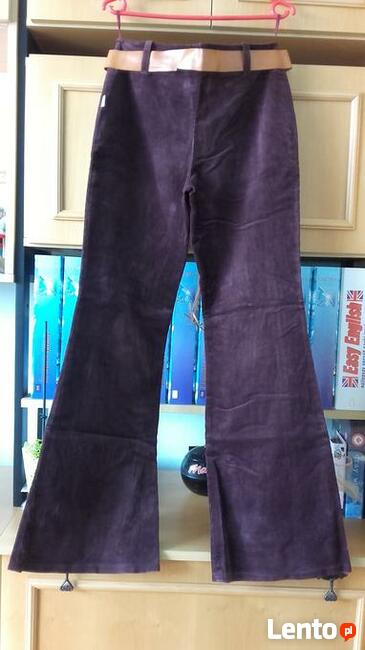 Spodnie sztruksowe dzwony damskie w oryginalnym kolorze