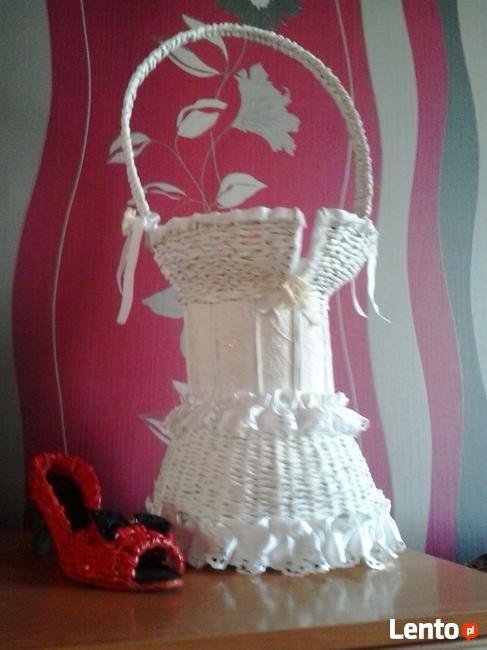 Gorset ,kosz z kwiatami -papierowa wiklina