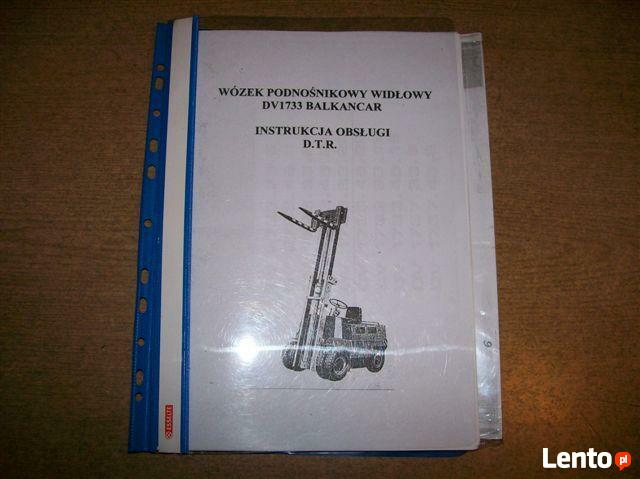 DTR z katalogiem części wózka widłowego DV1733 Balkancar.