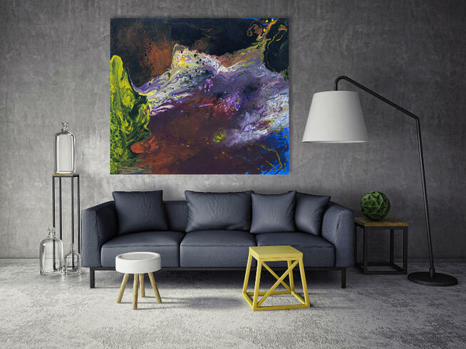 Akryl na płótnie "OBCE KRAJOBRAZY" obraz 100x90cm