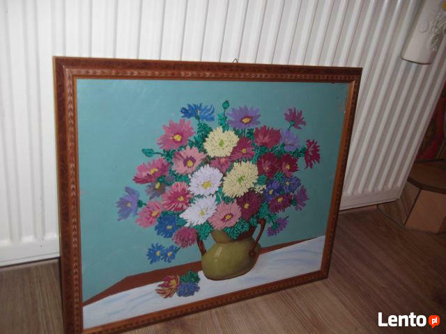 obraz olej kwiaty w drewnianej ramie 46/55cm