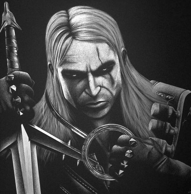 Ręcznie grawerowany w blasze Wiedźmin Geralt Oryginalny prez