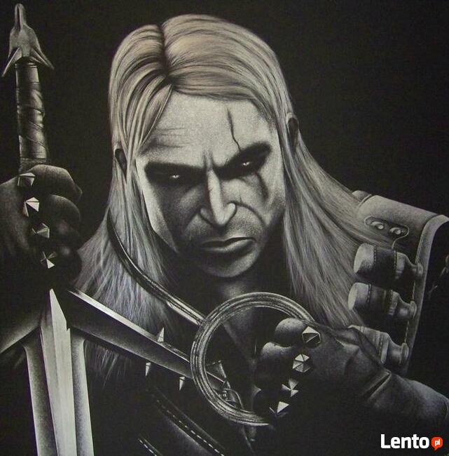 Ręcznie grawerowany w blasze Wiedźmin Geralt Oryginalny prez