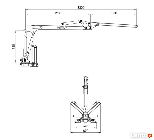 ŻURAW HDS DO DREWNA 3,3m LAPY PODPOROWE CHWYTAK ROZDZIELACZ