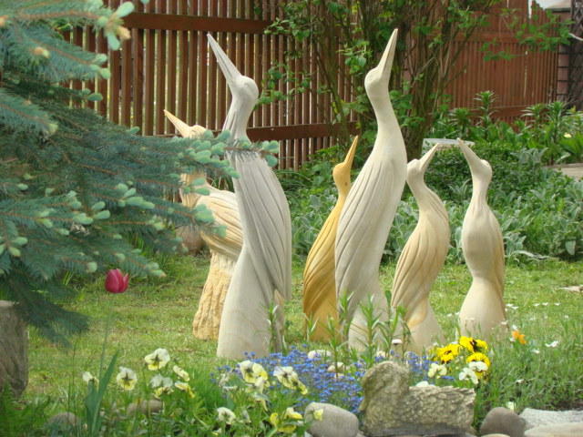 Zurawie z piaskowca , kamień naturalny, ręczna praca