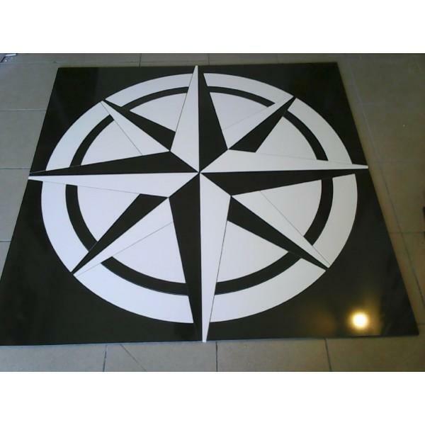 ROZETA PODŁOGOWA 120 x 120 cm czarno-biała CERAMSTIC POP ART