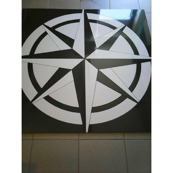 ROZETA PODŁOGOWA 120 x 120 cm czarno-biała CERAMSTIC POP ART