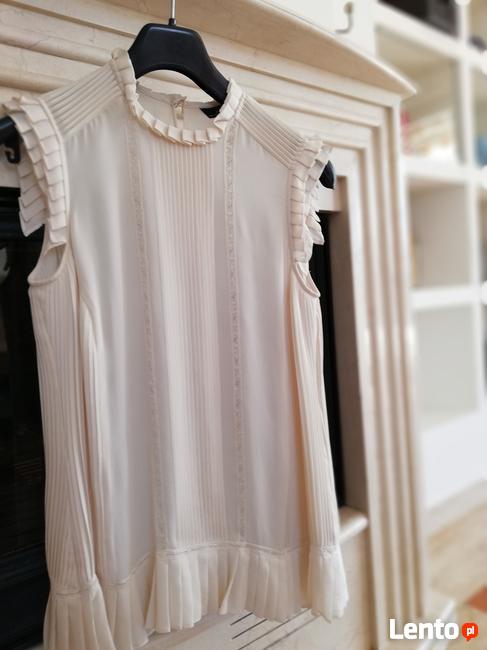 ZARA bluzka z jedwabiu kolor ecri rozmiar M