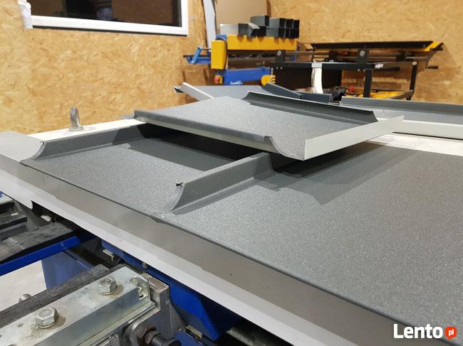 Obróbki na rąbek stojący kątowy z podcięciem łezkowym.