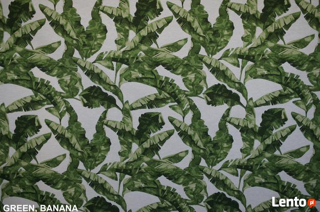 Tkanina obiciowa dekoracyjna GREEN, BANANA liść bananowca