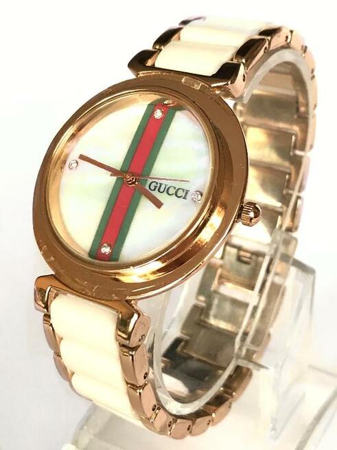 Wyjątkowy Zegarek Gucci z bransoletą w kolorze perły i złoty