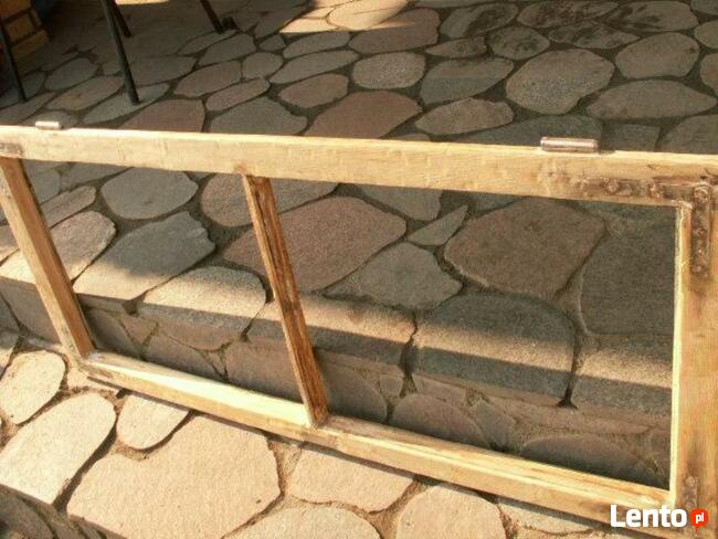 Stare okna drewniane rama retro loft lustro zdjęcie 114x52