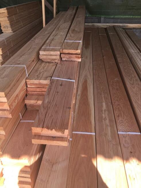 DESKA RYFLOWANA,TARAS MODRZEWIOWY, GŁADKA,KATOWICE TRANSP.