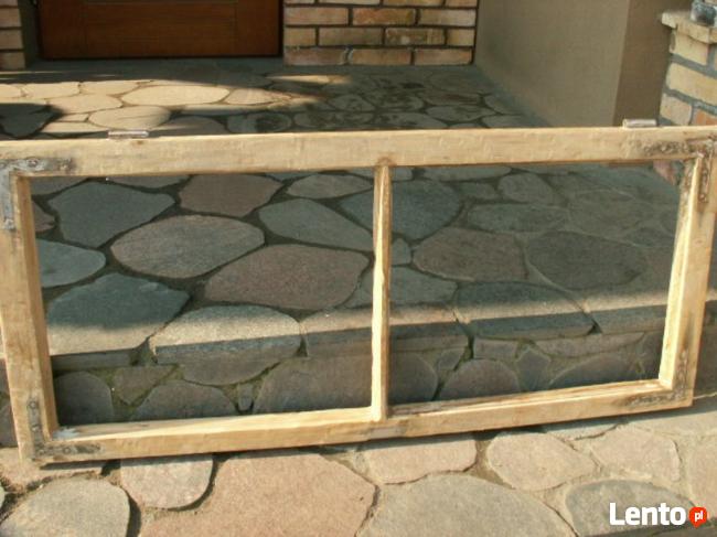 Stare okna drewniane rama retro loft lustro zdjęcie 114x52