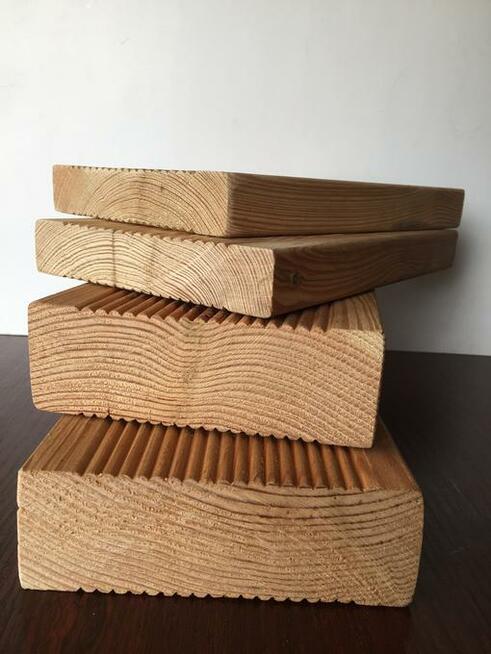 DESKA RYFLOWANA,TARAS MODRZEWIOWY, GŁADKA,KATOWICE TRANSP.