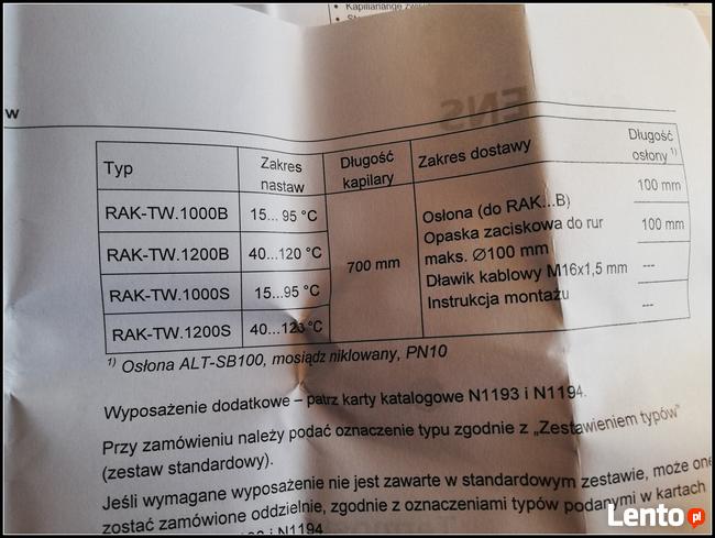 Termostat regulacyjny RAK-TW.1000B-H ; Siemens